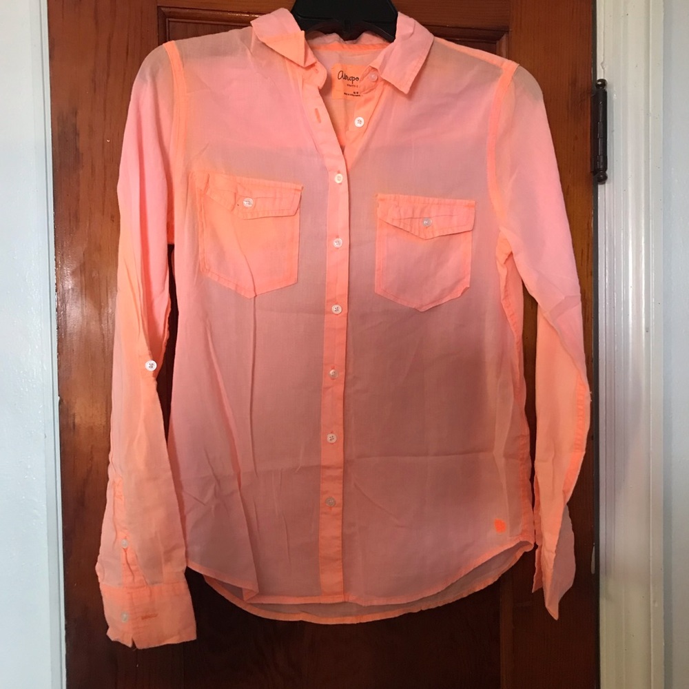 Neon orange Aeropostale button up shirt